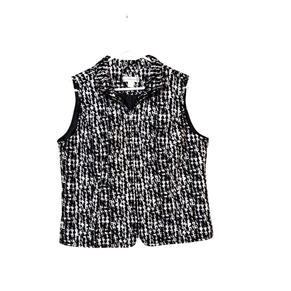 Christopher & Banks‎ Womens Black & White Sleeveless Quilted Vest Size L